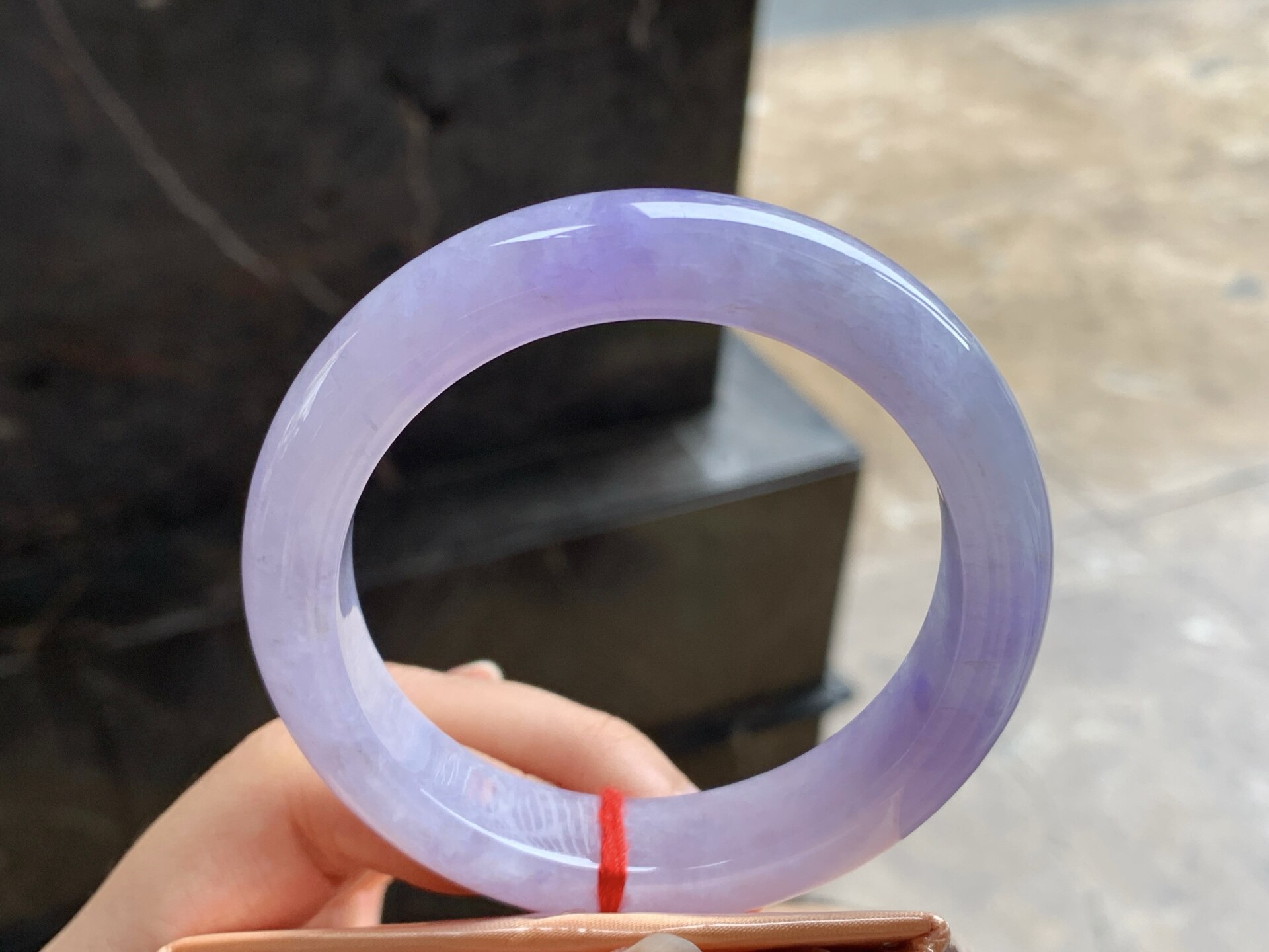 翡翠紫罗兰手镯 颜色鲜艳 圈口55 56
