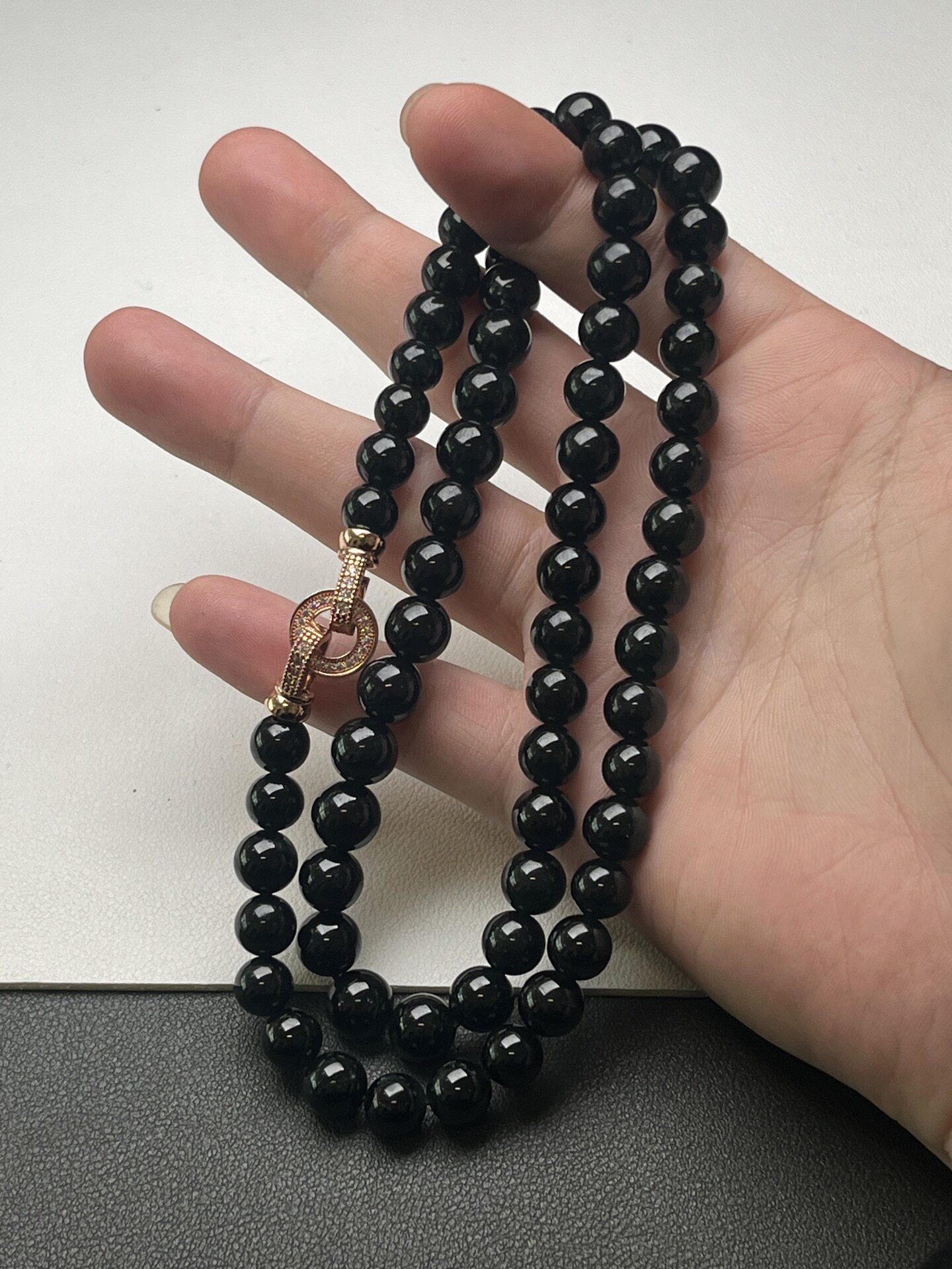 精品翡翠墨翠珠链手链