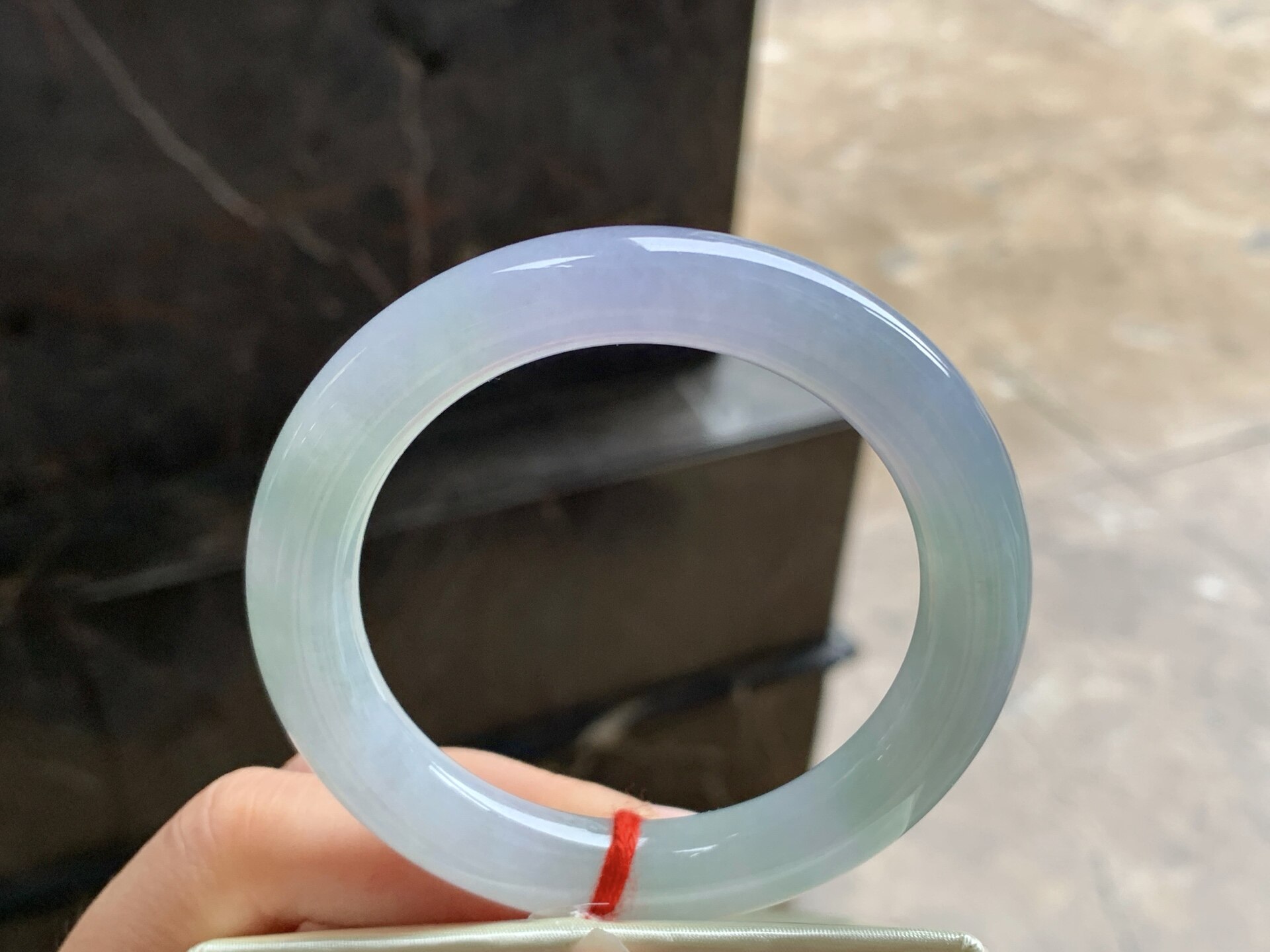 翡翠冰种紫罗兰圆条手镯 水润清新 圈口52 53