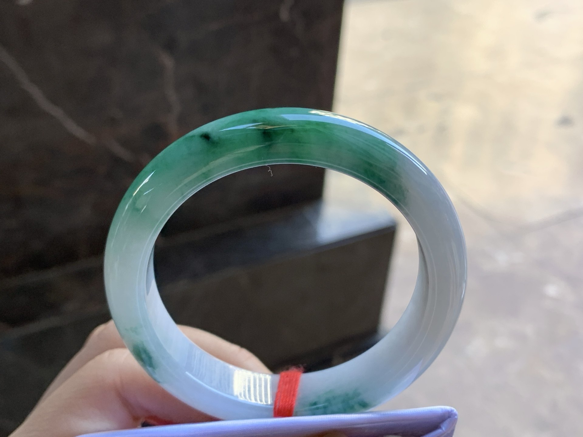 翡翠浓绿色手镯 圈口54 55