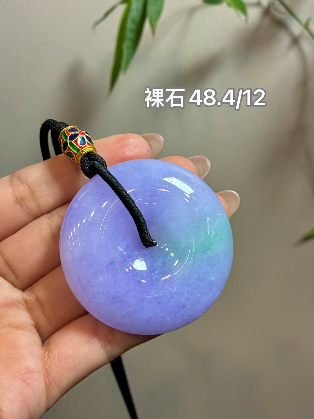 翡翠春带彩平安扣吊坠 超大厚装