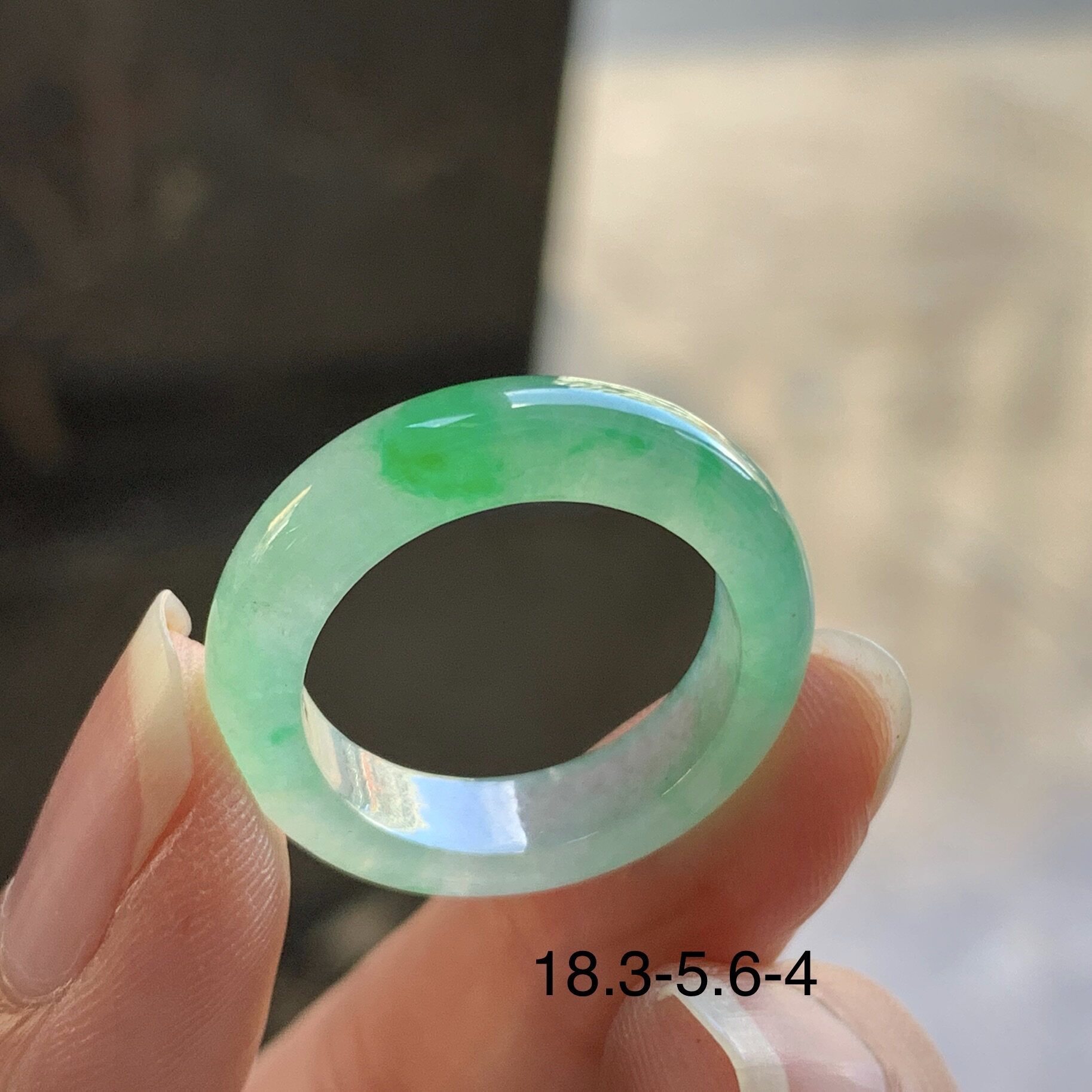 翡翠冰种阳绿指环 17号指圈