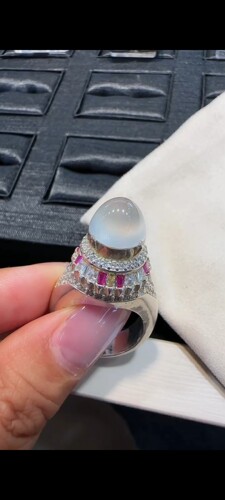 翡翠冰种白冰戒面蛋面 饱满度很高