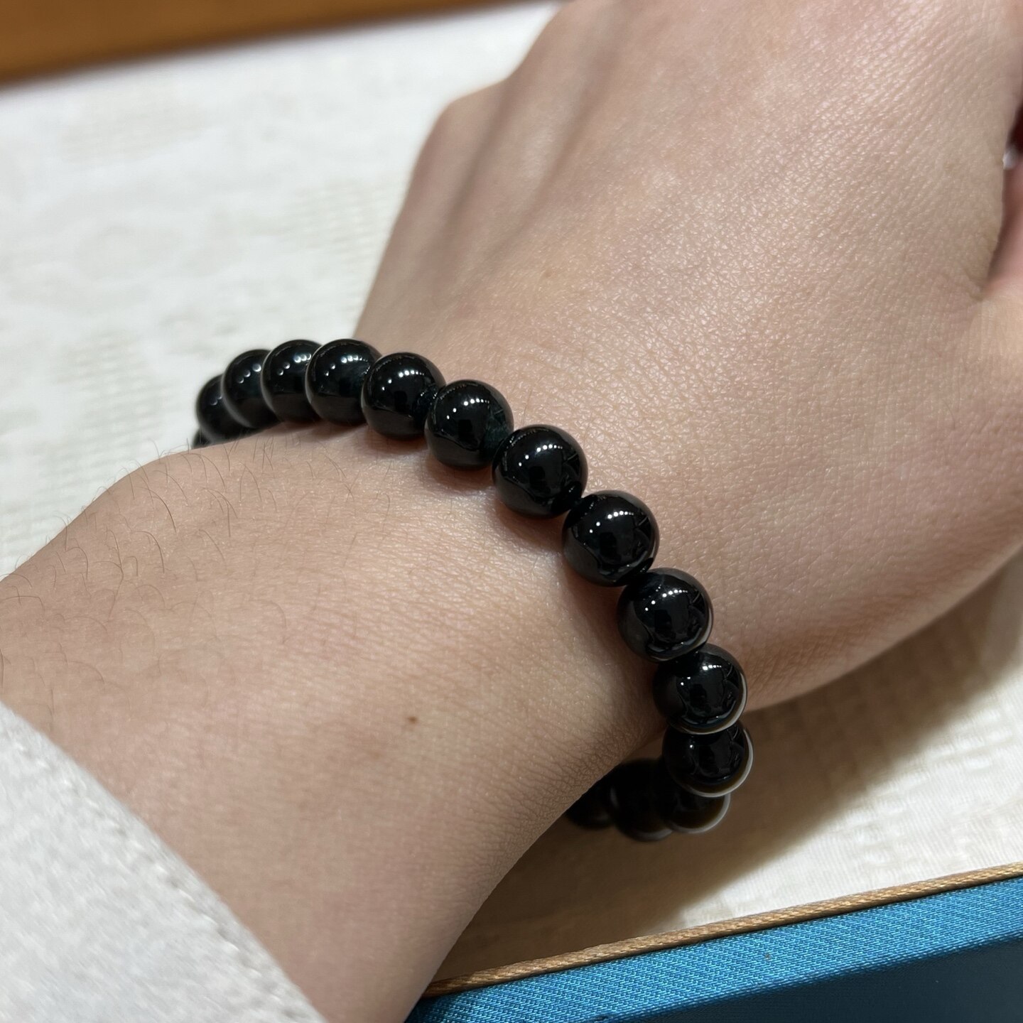 翡翠墨翠手链，8m，22颗