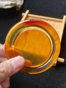 缅甸琥珀鹤顶红血珀圆条手镯 圈口58 59