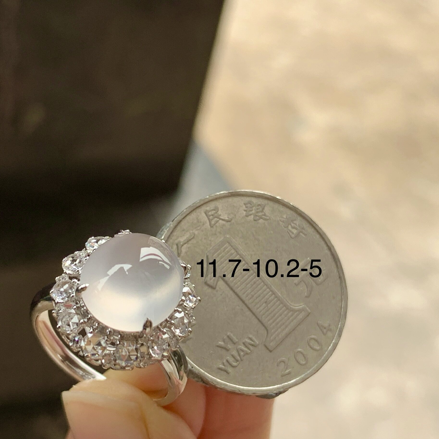 翡翠冰种戒指  18K金钻镶嵌