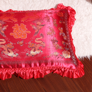 杭州丝绸织锦缎单人枕套 婚庆丝绸枕套软缎