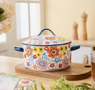 釉下彩双耳汤碗带盖家用泡面碗高颜值陶瓷盛汤盆套装螺蛳粉耐高温