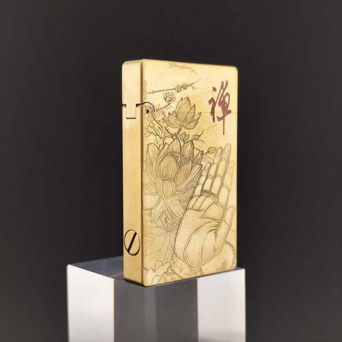 佐罗799浮雕观自在菩萨煤油朗声打火机纯铜黄铜朱砂填漆立体雕刻
