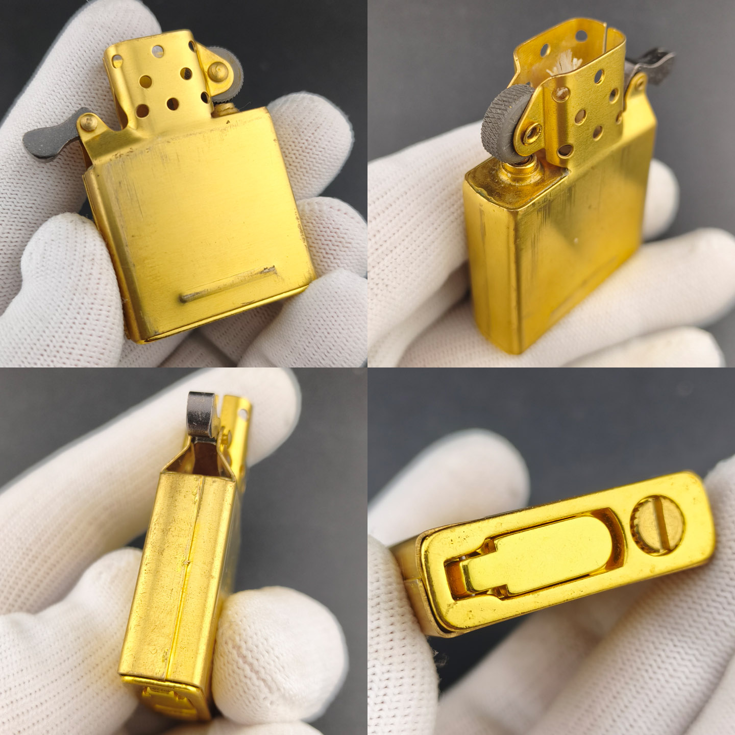 手搓无标ZP煤油打火机内胆复刻zip168通用254b黄铜1937紫铜机芯