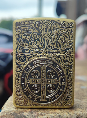 1941复刻康机佐罗910双面康斯坦丁贴章煤油打火机军机青铜色4铰链