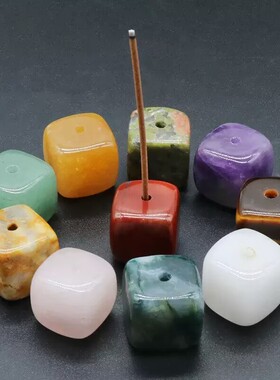 天然水晶玛瑙方块摆件原石打磨