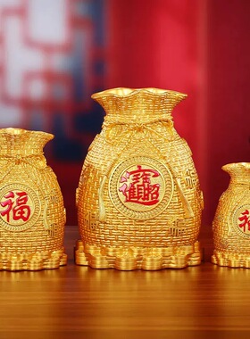 黄铜存钱罐摆件铜存钱袋家居客厅店铺公司装饰品福袋储蓄罐聚宝盆