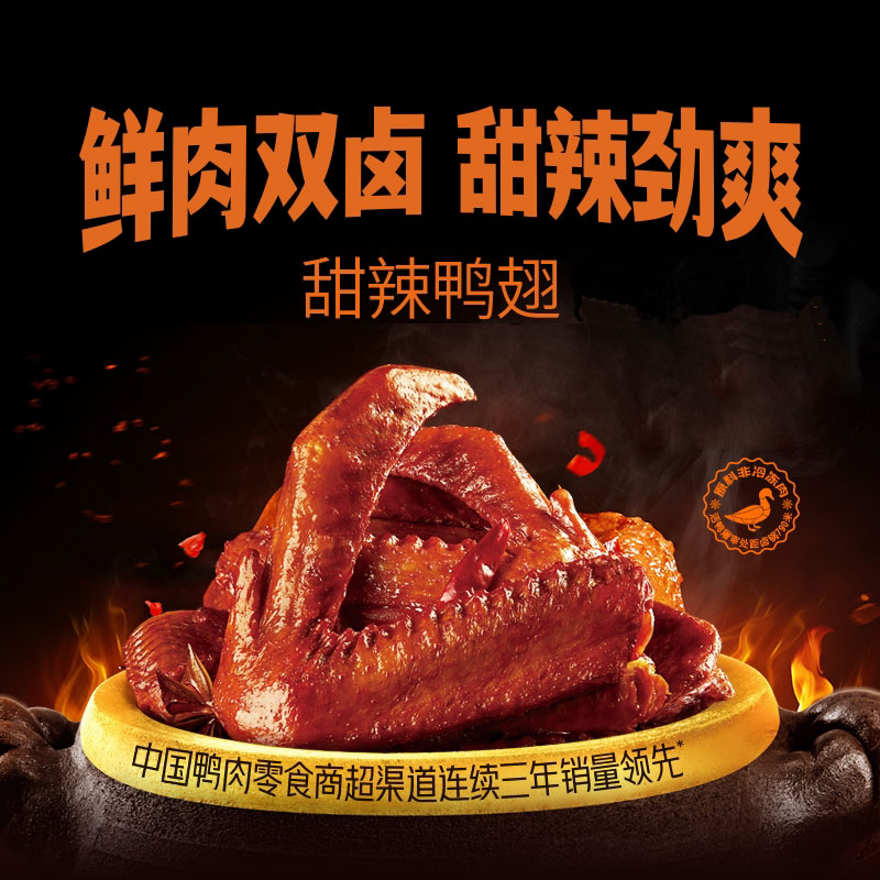 甜辣鸭翅鸭脖，独立真空小包装图片