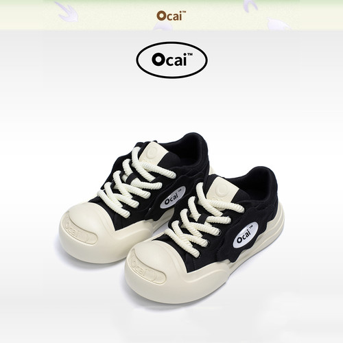 Ocaismile开口笑黑色帆布鞋