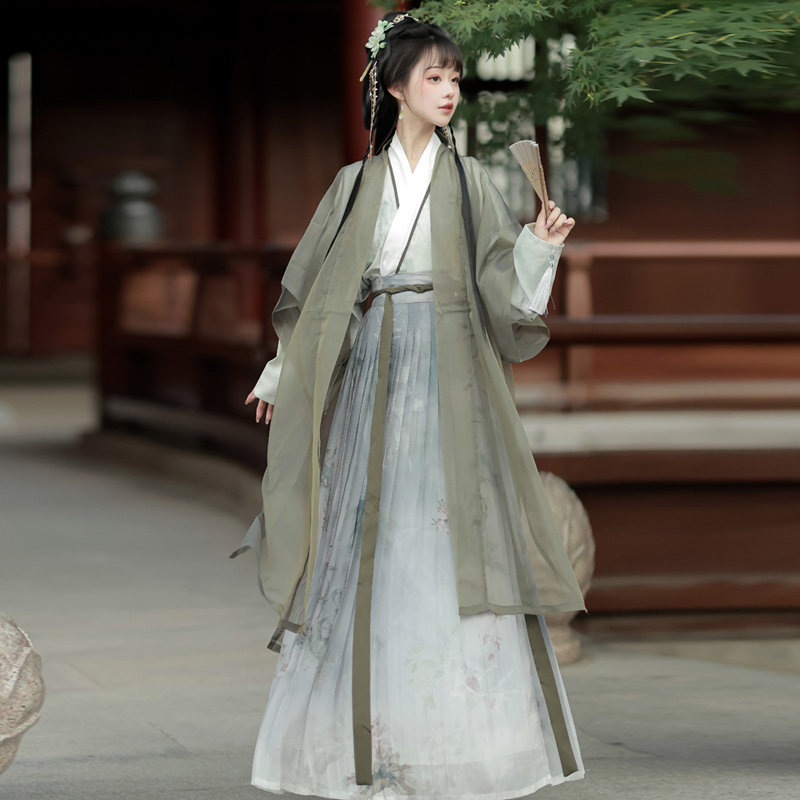 巳月原创如梦令宋制汉服女飞机袖长干寺褙子齐腰清冷系日常非古装