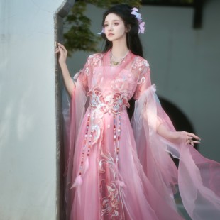 巳月原创青丘 齐腰汉服女魏晋改良汉元素重工刺绣破烂袖仙气飘逸