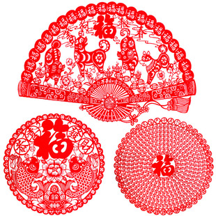 春节绒布镂空福字剪纸大窗花新年客厅装饰过年墙贴画