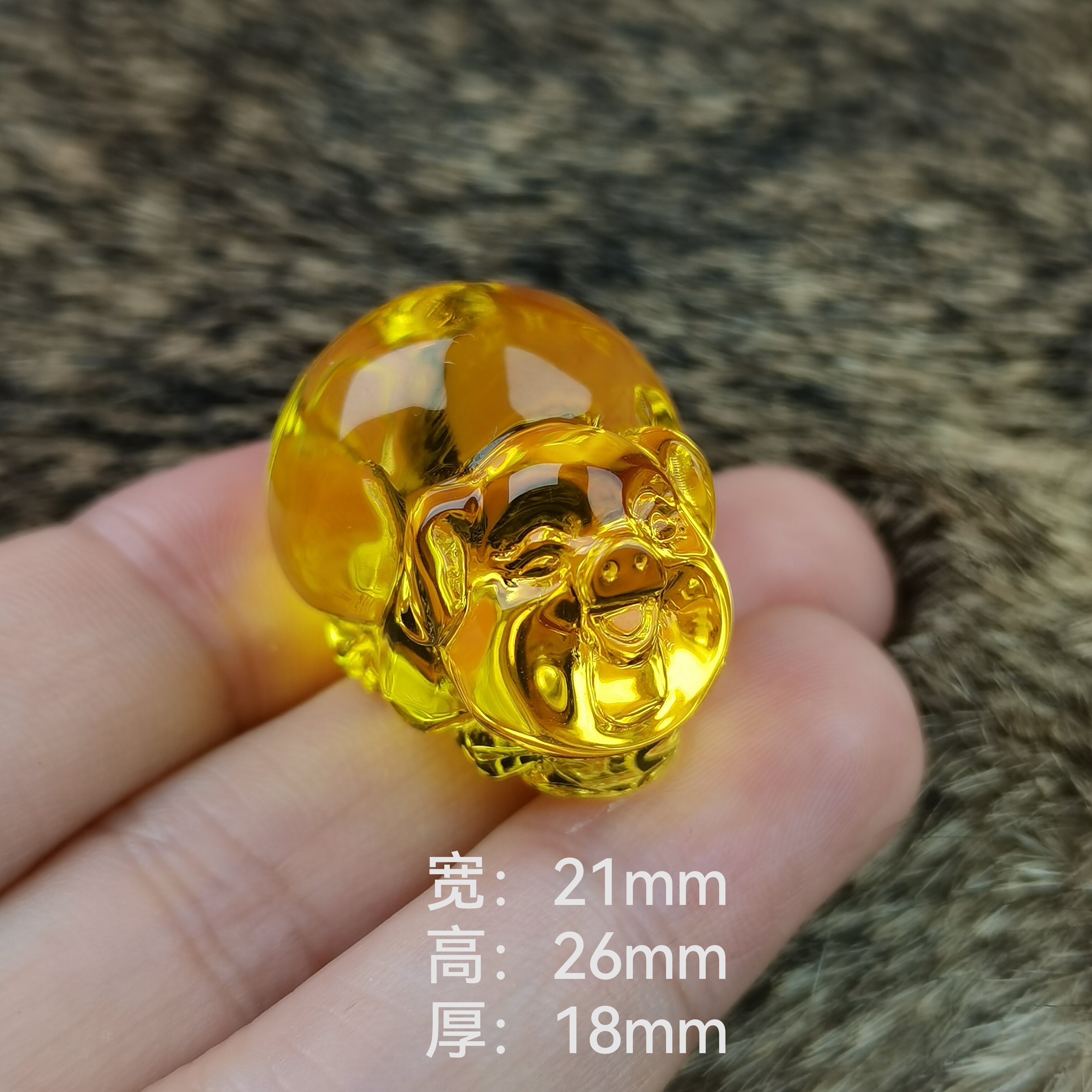 天然原矿琥珀蜜蜡金珀立体雕刻小猪吊坠文玩手串项链配饰挂件男女
