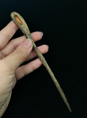 天然抚顺琥珀搭配沉香全手虫漏全工雕刻镂空发簪子古风簪旗袍汉服