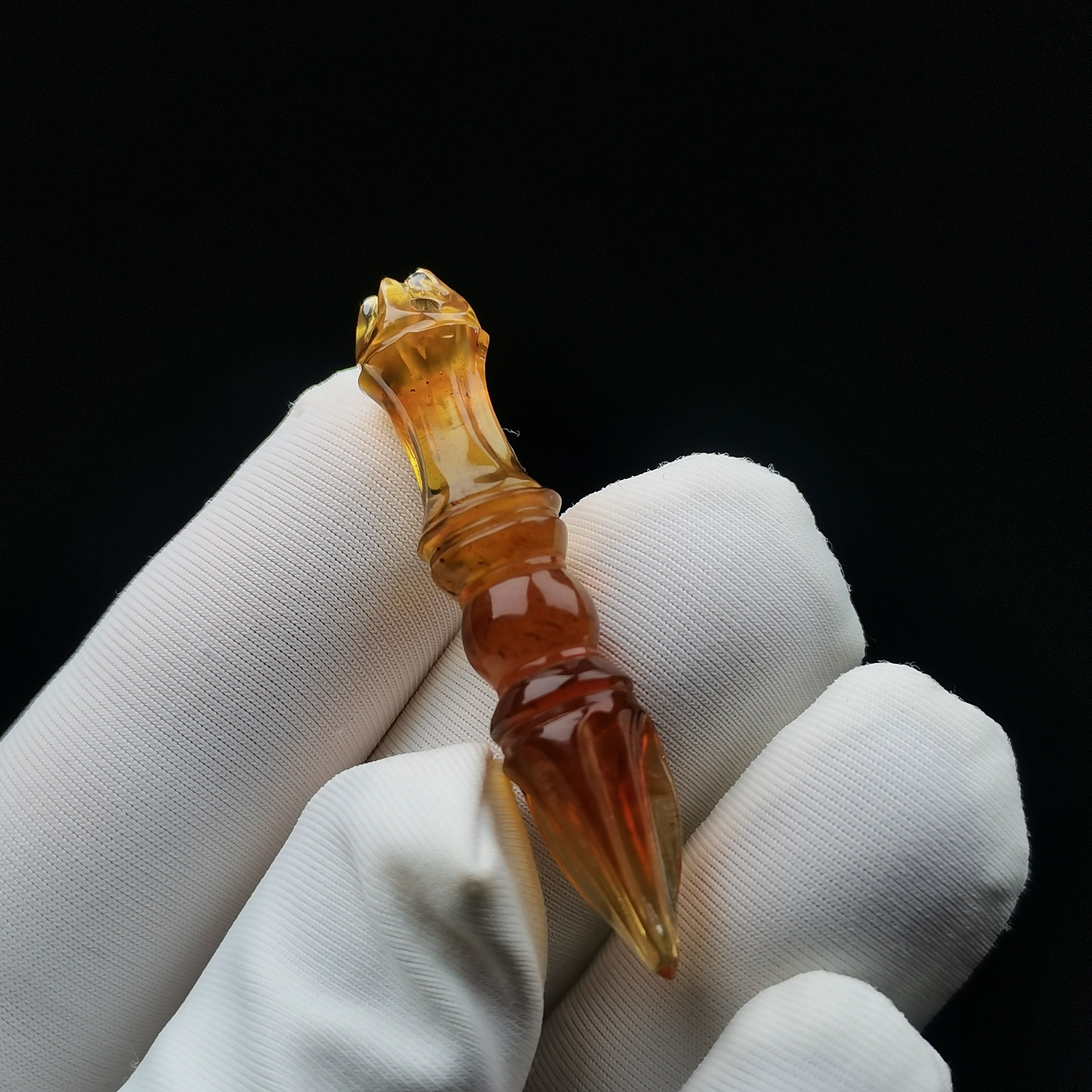 天然原矿抚顺琥珀植物豆油黄金刚杵吊坠diy文玩配饰手串配珠猴头