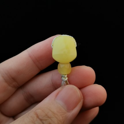 天然原矿琥珀蜜蜡满蜡白花分体三通文玩手串配饰配珠星月金刚猴头