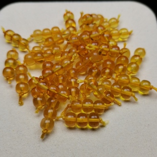 天然原矿琥珀金珀黄茶老型珠单珠腰珠顶珠念珠手串文玩配饰星月金