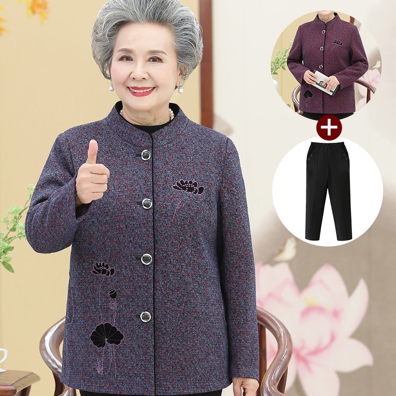 中老年人秋装女奶奶外套妈妈秋季上衣阔太太老人衣服老太婆两用衫