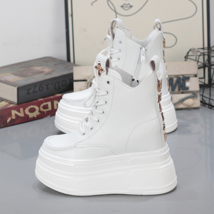 厚底内增高10 12CM百搭休闲网靴女马丁靴瘦瘦靴增高显瘦加绒棉靴