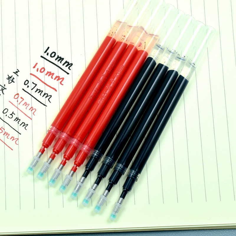 大容量黑红色中性笔芯0.5 0.7 1.0mm加粗替芯学校教师专用笔替芯
