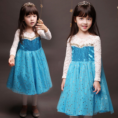 韩国女童蕾丝连衣裙爱莎公主裙