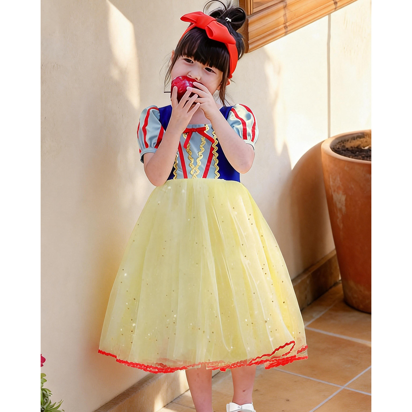女童白雪连衣裙夏天儿童短袖洋气公主裙女孩蓬蓬纱裙生日礼服
