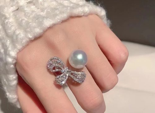 长源纯银镀金蝴蝶结戒指配件