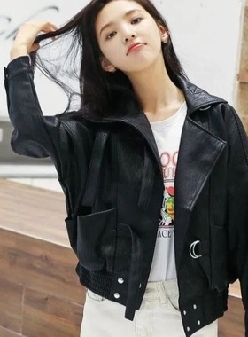 2024年新款春秋皮衣短外套女机车风夹克短款春季显瘦宽松时尚女装