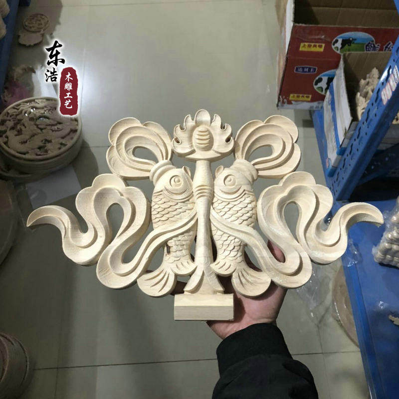 东阳木雕实木浮雕贴花欧式雕花装饰门花片40*24*2