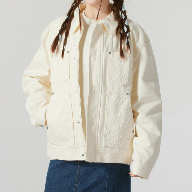 MLB牛仔外套男女NY复古翻领夹克