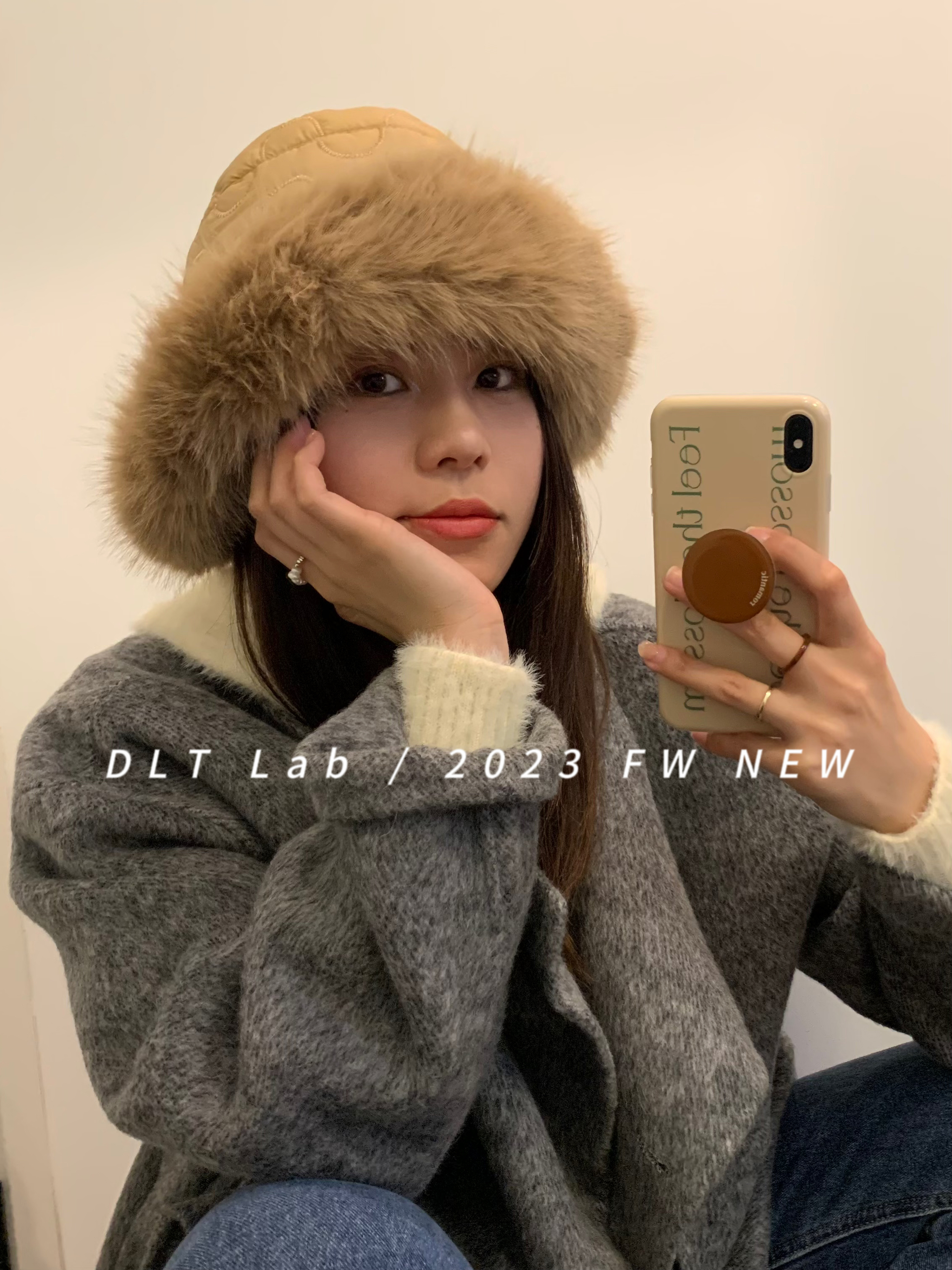 盆帽逛街休闲女秋冬大檐毛边