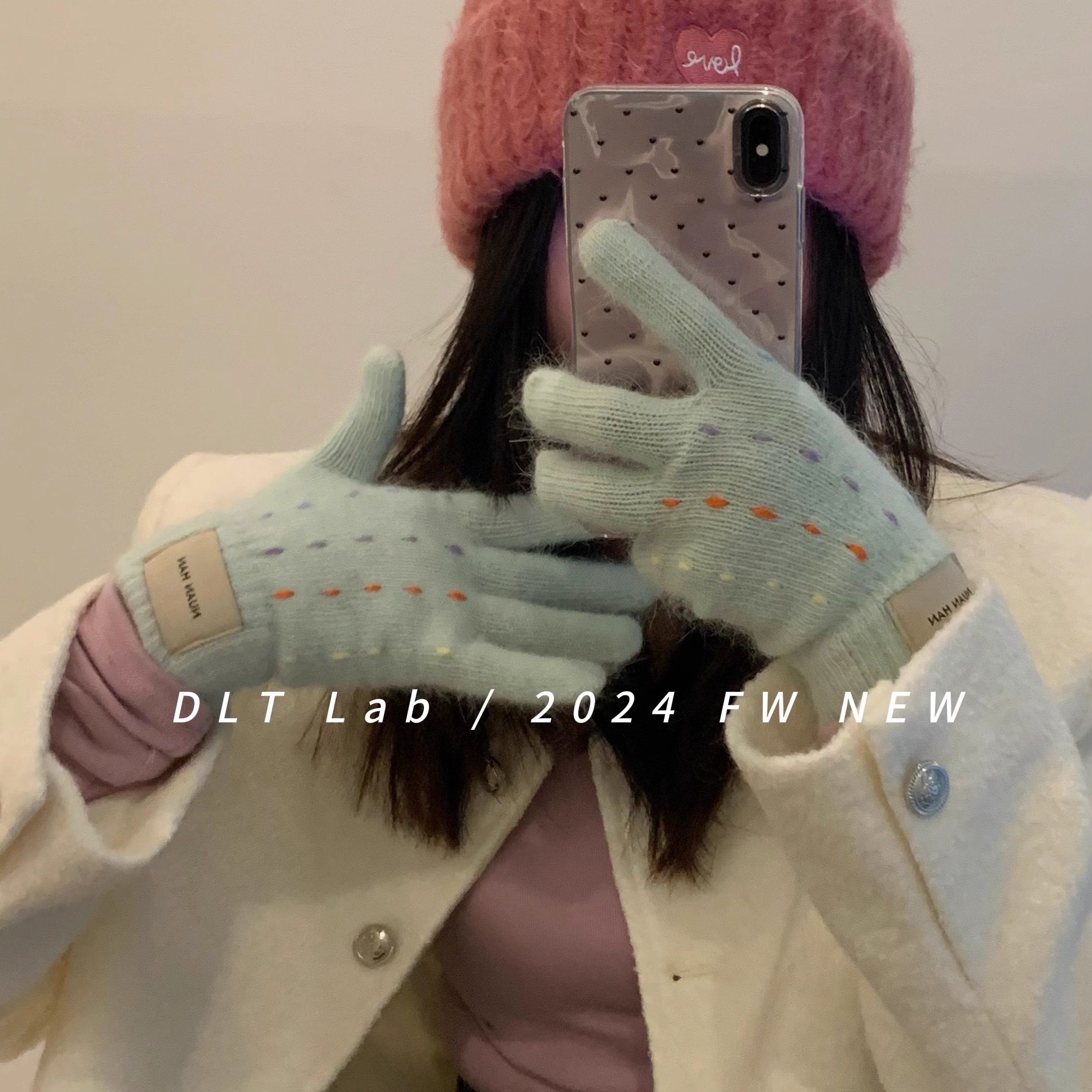 保暖兔毛手套分指手套女