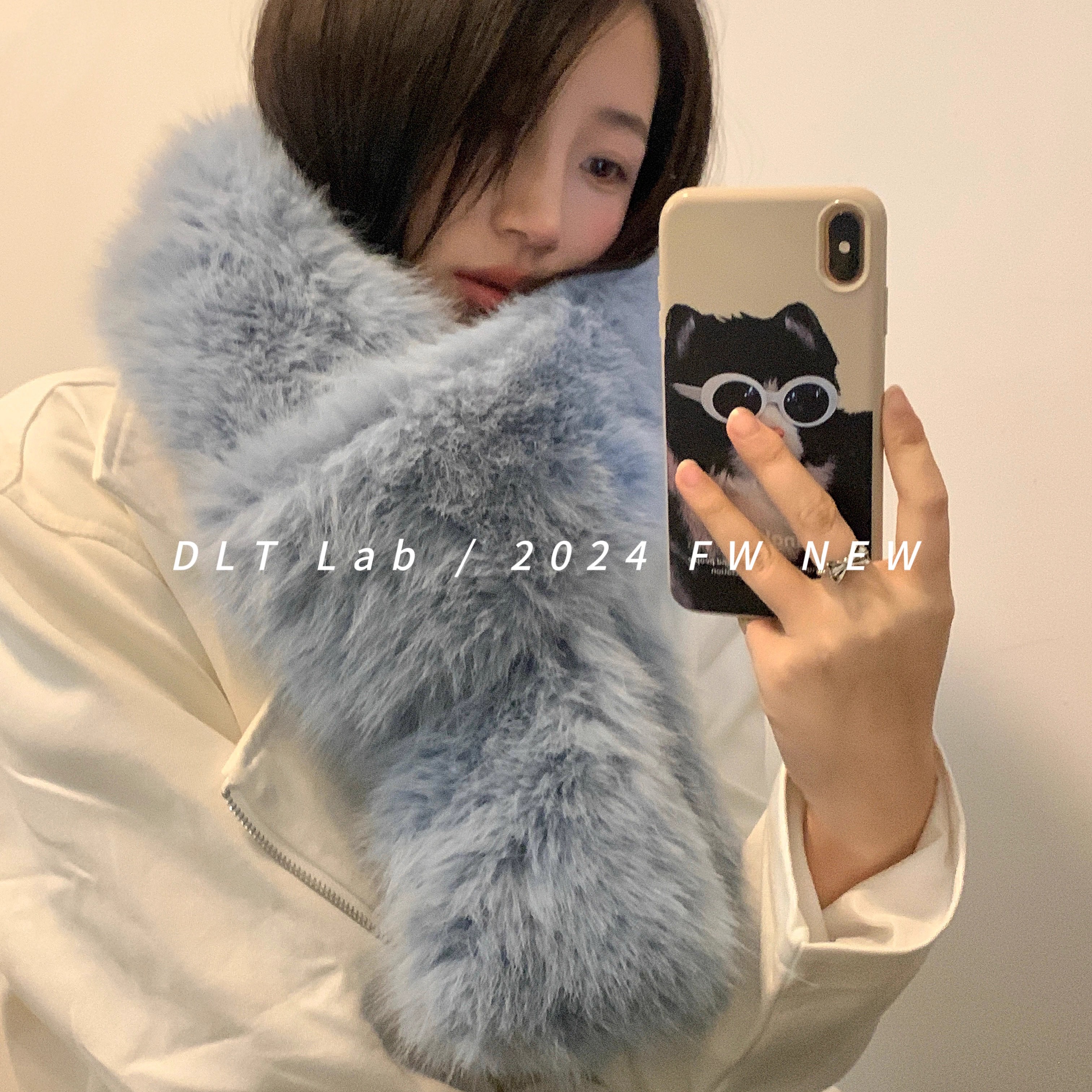 DLTLab丁老头新品环保皮草抗风厚实围巾女千金感轻奢保暖围脖2024