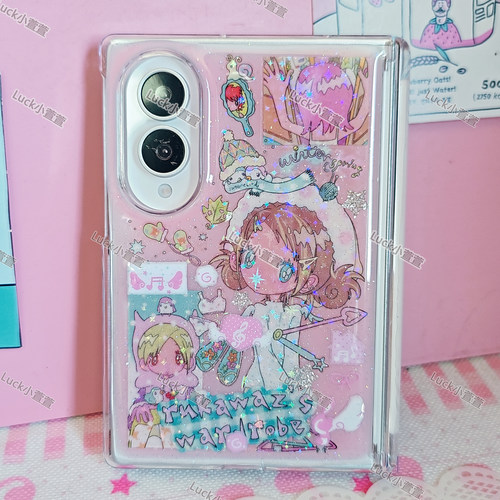 可爱少女心鸟鸟女孩适用于iphoneDuo阔折叠手机壳磁吸中轴三星zfold8滴胶硬壳华为puraxmax/View小米18fold