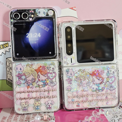 可爱键盘少女小折叠滴胶手机壳