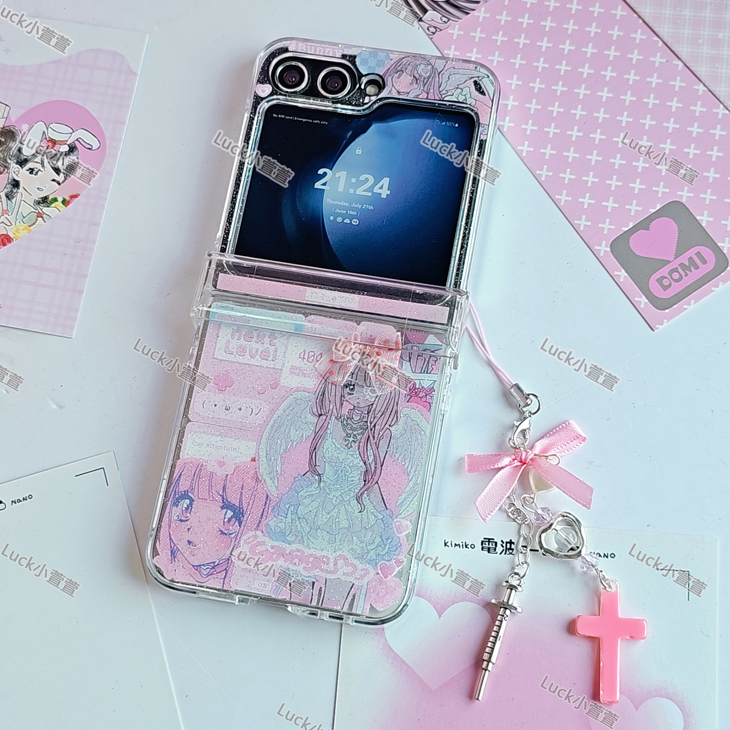 二次元动漫天使女孩折叠手机壳