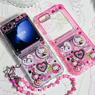 可爱卡通立体猫三星zflip6 pocket2荣耀V摩托罗拉60u小米mixflip少女 5折叠手机壳oppon3滴胶壳vivo华为puraX