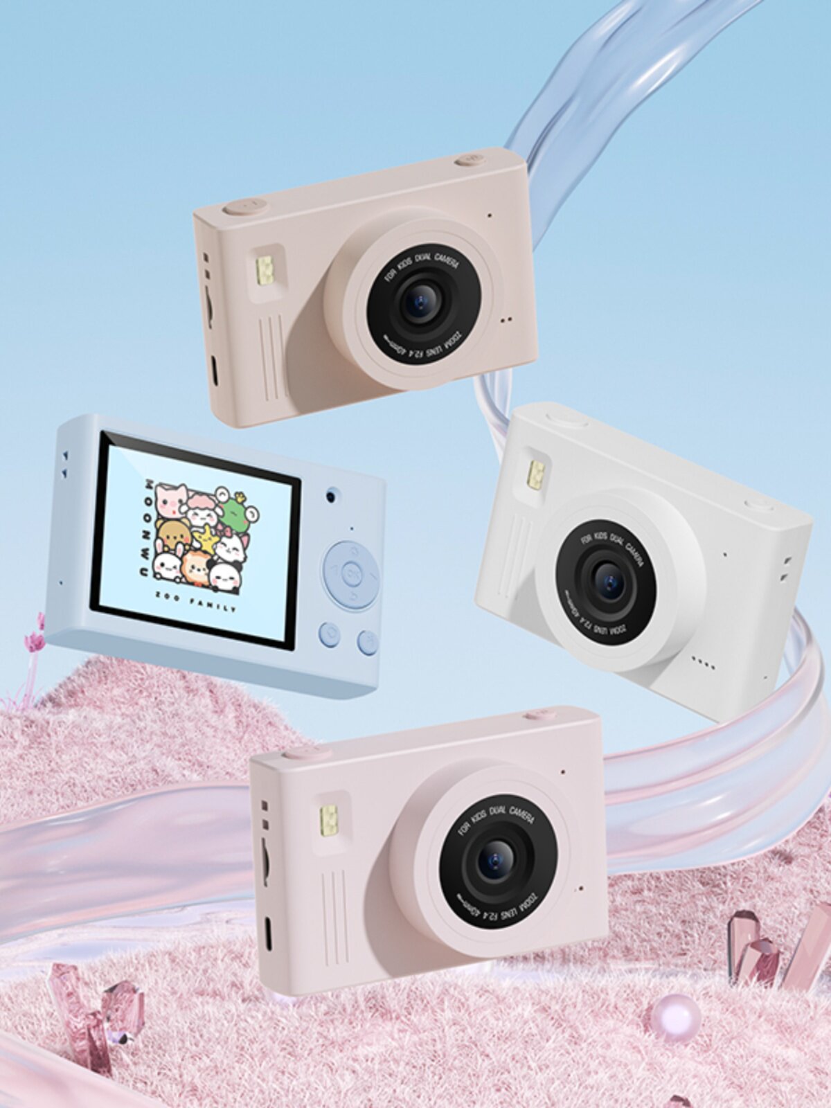 V2 BLOSSOM 시리즈 학생 CCD 어린이 복고풍 카메라 캠퍼스 I HD 대형 스크린 사진 비디오 새해 선물