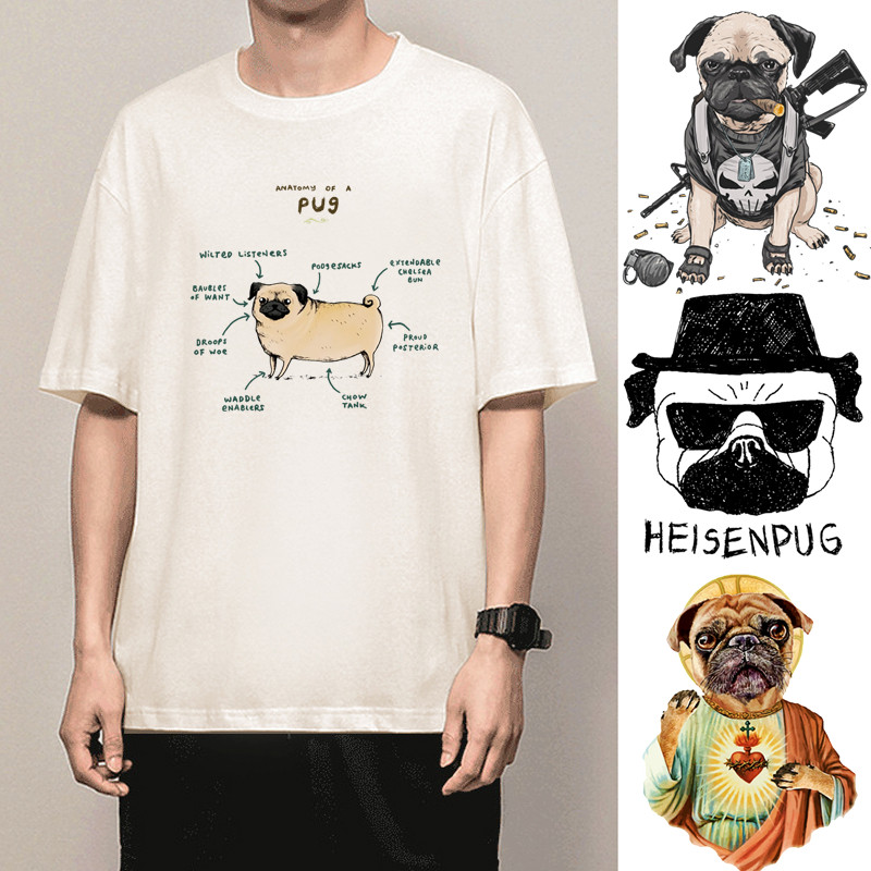 纯棉八哥犬T恤巴哥犬短袖八哥狗衣服哈巴狗巴哥狗图案周边