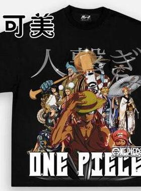 欧美海贼王one piece纯棉T恤短袖宽松百搭男上衣体恤衣服