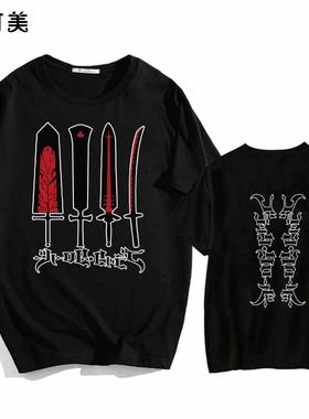 Camisa Espadas Black Clover短袖T恤男夏季oversize宽松休闲情侣