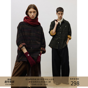 圣诞系列 25AW 双色面洗褪绒感色织格纹 格子长袖 衬衫 MADE