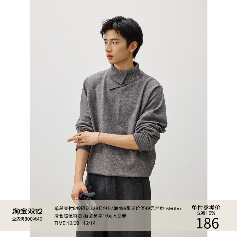 LR MADE 25AW 异形立翻双层领 保暖羊毛 长袖打底高领毛衣针织衫