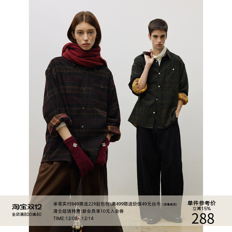 LR MADE 25AW 圣诞系列 双色面洗褪绒感色织格纹 格子长袖衬衫